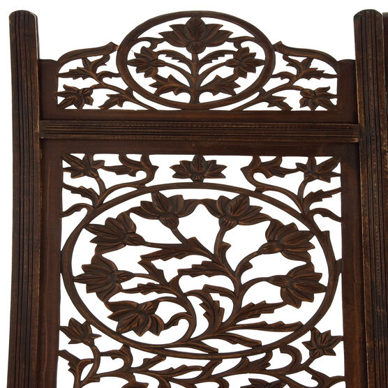 Brown Mango Wood Traditional Room Divider Screen, 72 " x 80 " x 1 ", , on-hover image number null