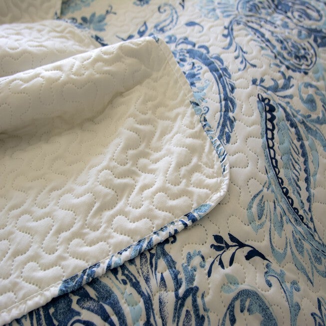 Kelly Classic Blue Paisley Printed Quilt Set, , alternate image number null