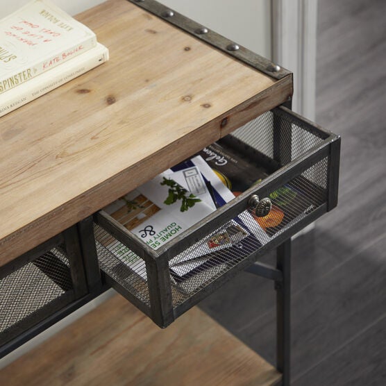 Brown Industrial Metal Console Table, 32 x 43, , alternate image number null