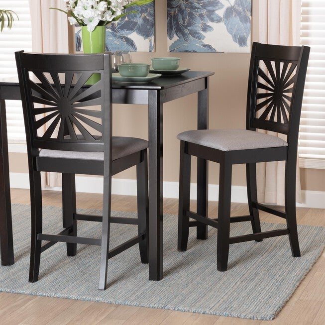 Olympia Modern Beige Fabric And Espresso Brown Finished Wood Counter Stool, , alternate image number null