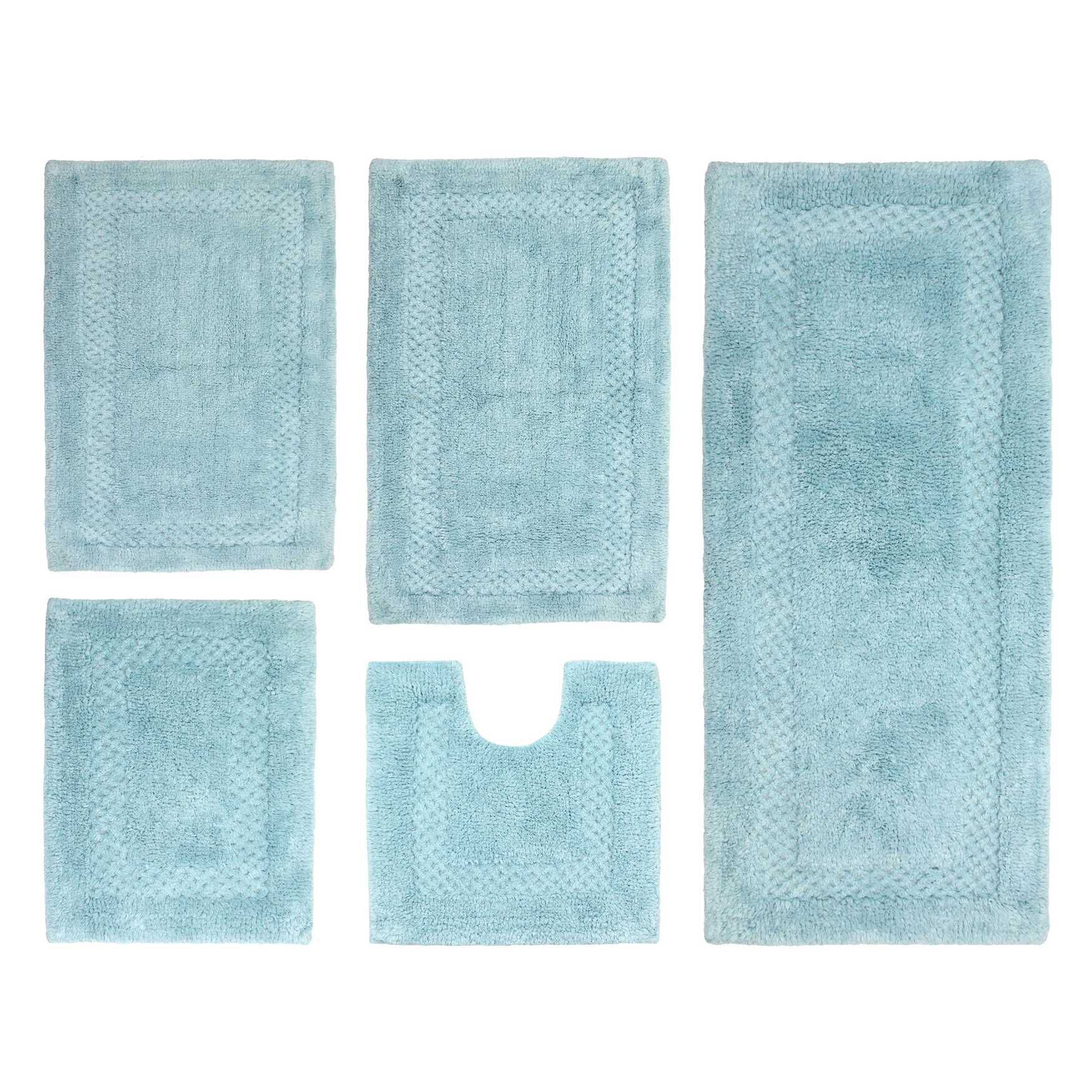 Classy Bathmat 5 Piece Bath Rug Collection, AQUA, hi-res image number 0