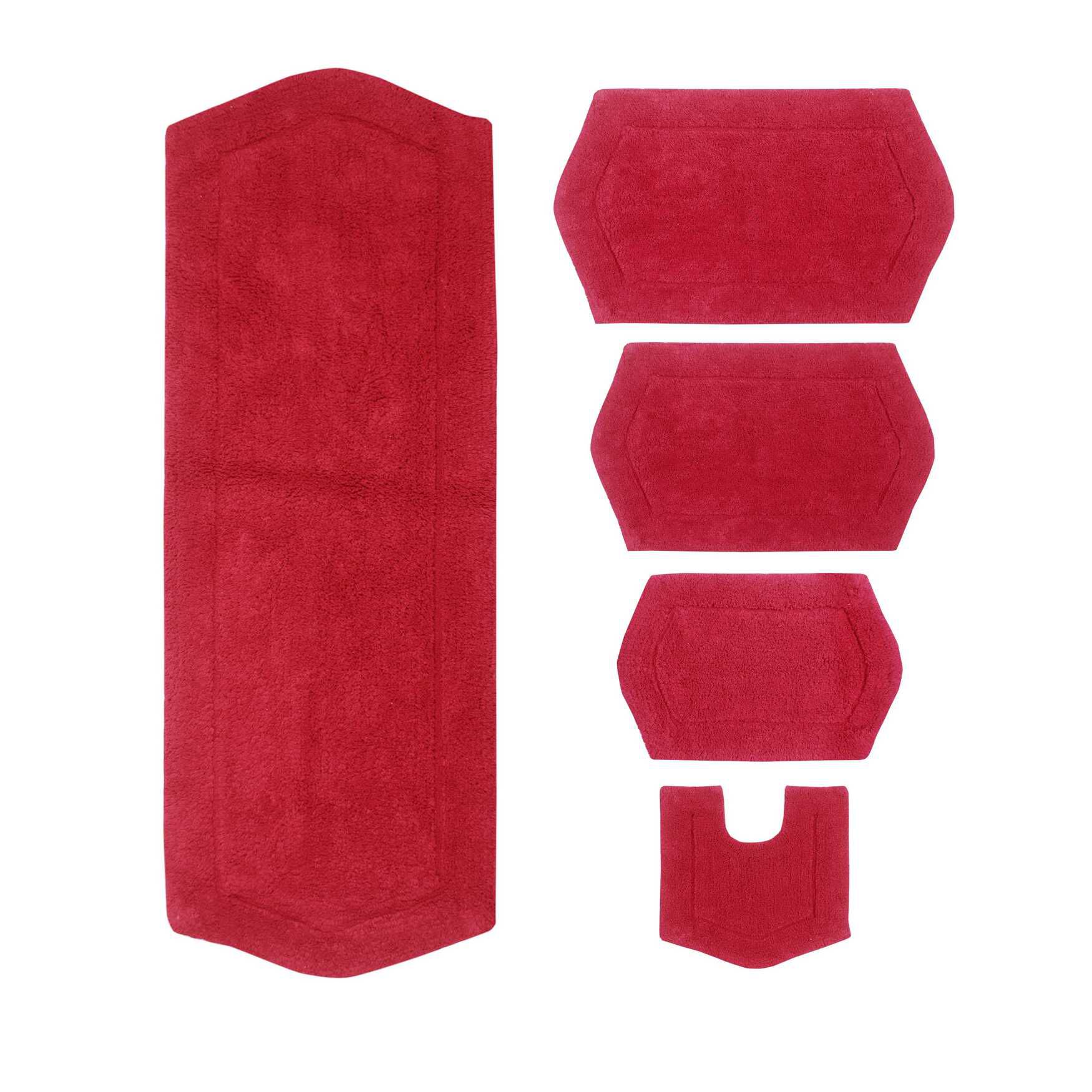 Waterford 5 Piece Set Bath Rug Collection, RED, hi-res image number 0