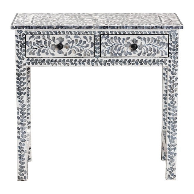 Diata Coastal Black and White Mother of Pearl Capiz Shell 2-Drawer Console Table, MOSAIC, alternate image number null