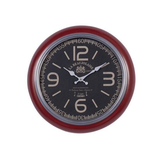 Red Vintage Metal Wall Clock, RED, hi-res image number null