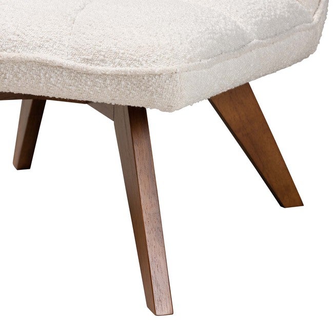 Darielle Japandi Cream Boucle Fabric And Walnut Brown Finished Rubberwood Accent Chair, , alternate image number null