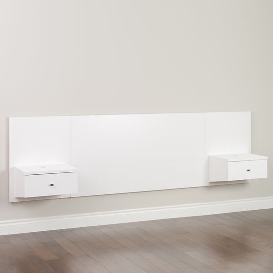 Floating Queen Headboard with Nightstands, White, , on-hover image number null