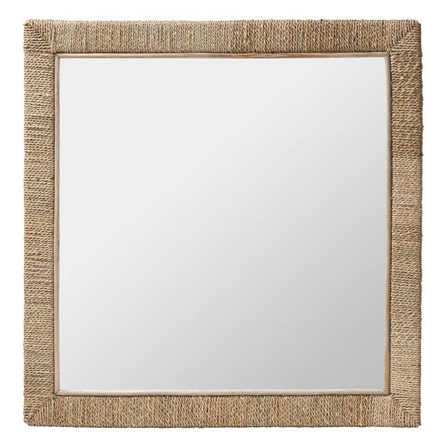 Geralyn Japandi Natural Seagrass Square Wall Mirror, NATURAL, alternate image number 1