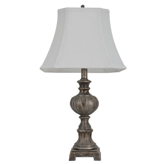 25" Carved Silver Tone Table Lamp, SILVER TONE, hi-res image number null