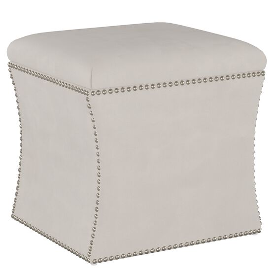Microsuede Nail Button Storage Ottoman Brylane Home