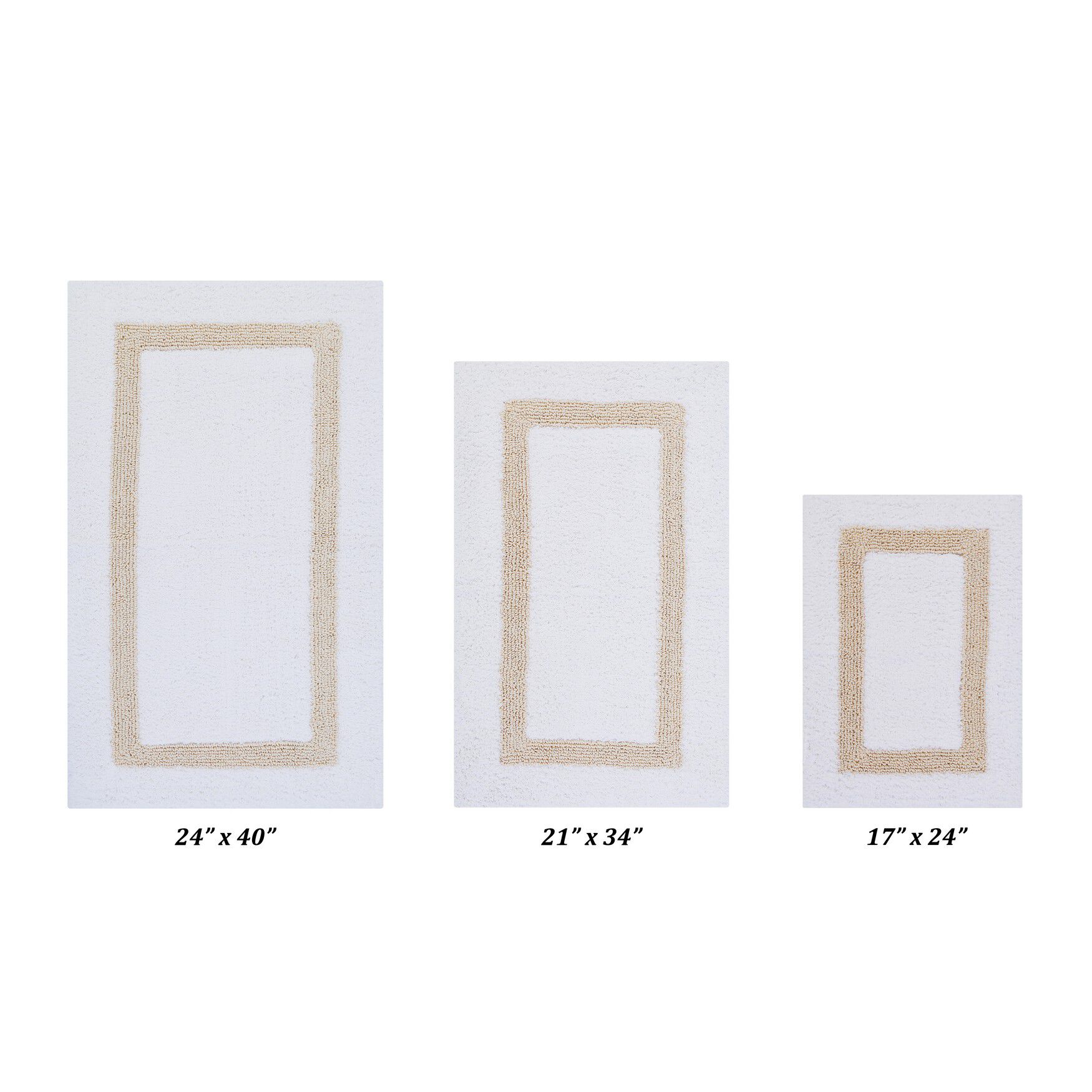 Hotel Collectionis Bath Mat Rug 3 Piece Set (17" x 24" | 21" x 34" | 24" x 40")
