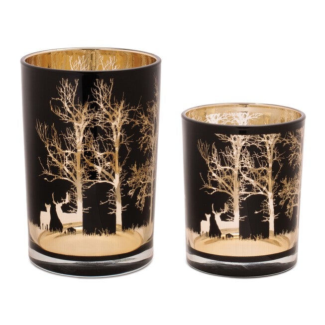 Mossy Oak Deer Candle Holder (Set of 2), BLACK GOLD, hi-res image number 0