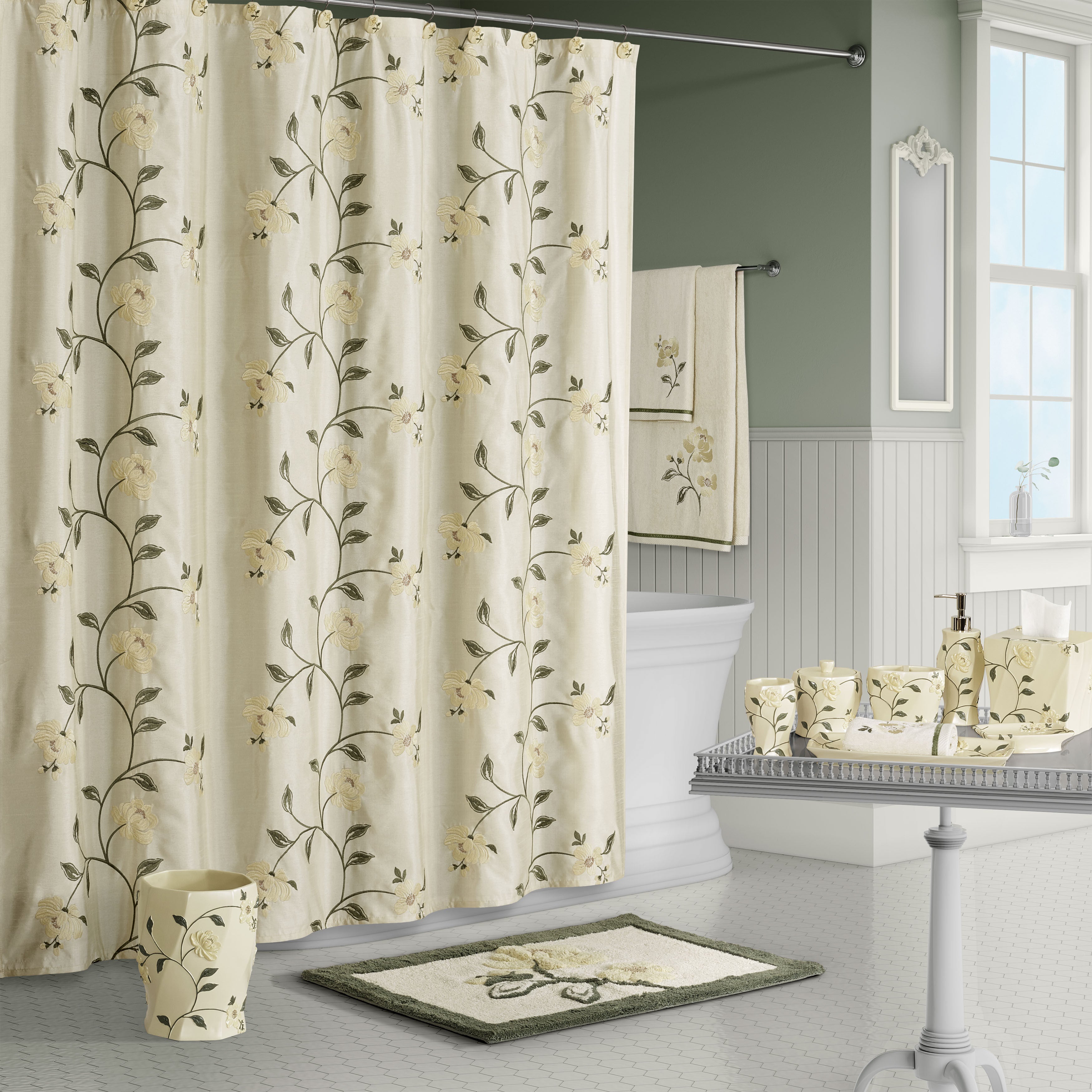 PENNY SHOWER CURTAIN, AQUA, hi-res image number 0