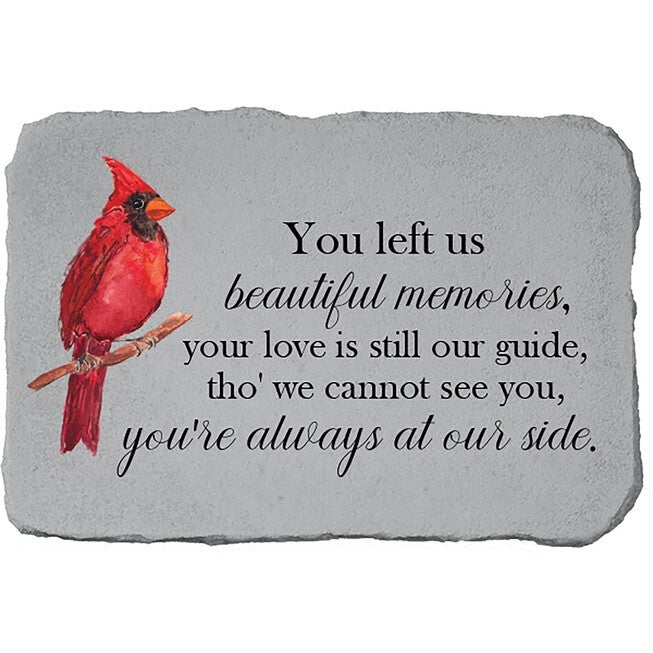 You Left Us Red Cardinal Garden Memorial Accent Stone, GREY, hi-res image number 0