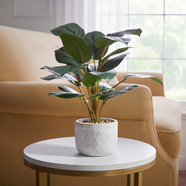 18 inchesH Faux Tabletop Rubber Plant, GREEN, hi-res image number 0