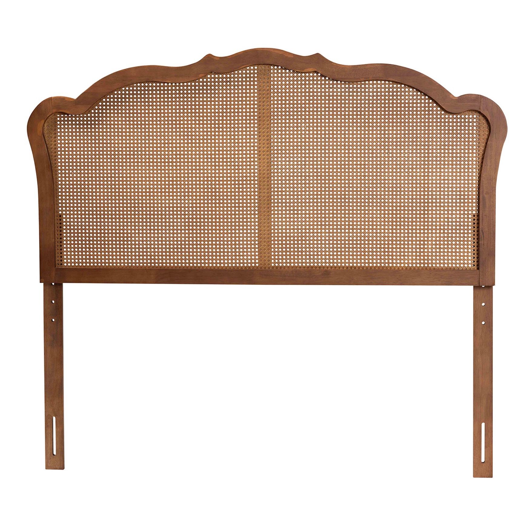 Leandra Classic And Traditional Ash Walnut Finished Wood Queen Size Headboard With Rattan, , on-hover image number 1