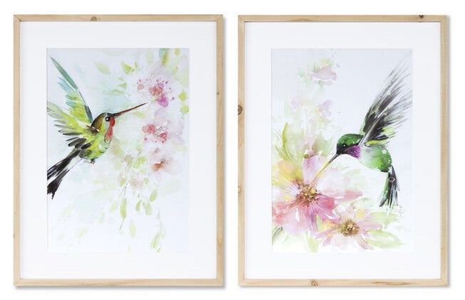 Framed Hummingbird Print (Set of 2), GREEN PINK, hi-res image number null