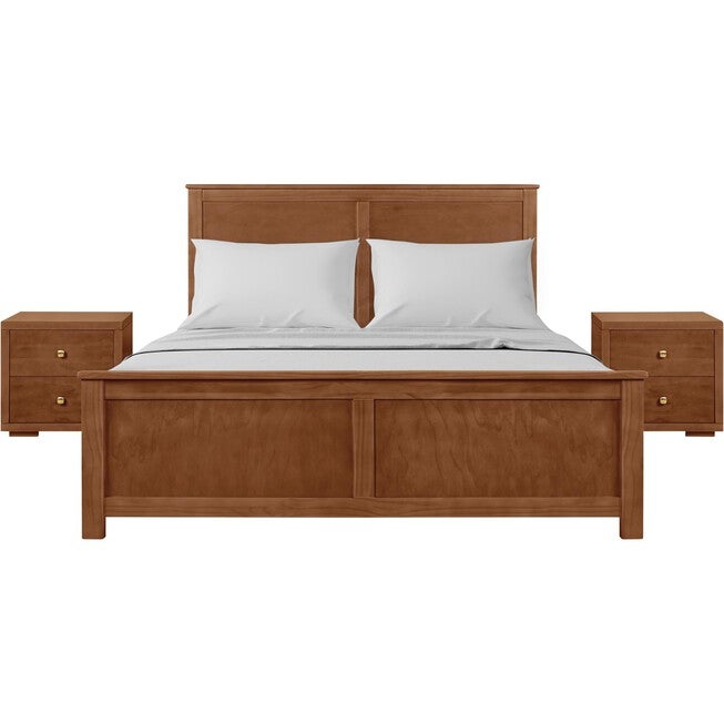 Winston Wooden Platform Bed in Cherry, King with 2 Nightstands, WALNUT, hi-res image number 0