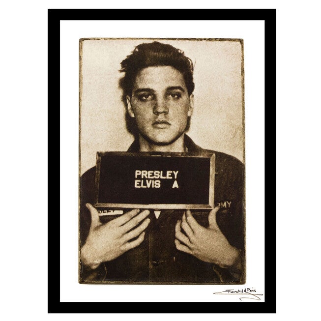 Simple Elvis Presley Mugshot - White / Black - 14x18 Framed Print ...