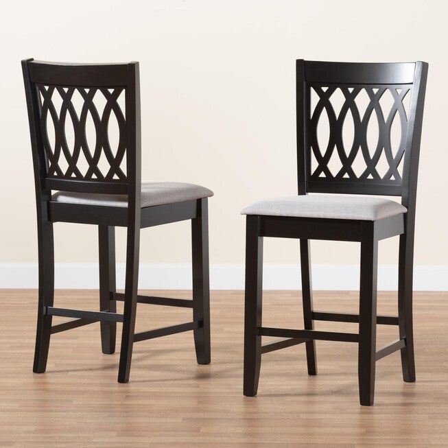 Florencia Modern Beige Fabric And Espresso Brown Finished Wood Counter Stool, , alternate image number null