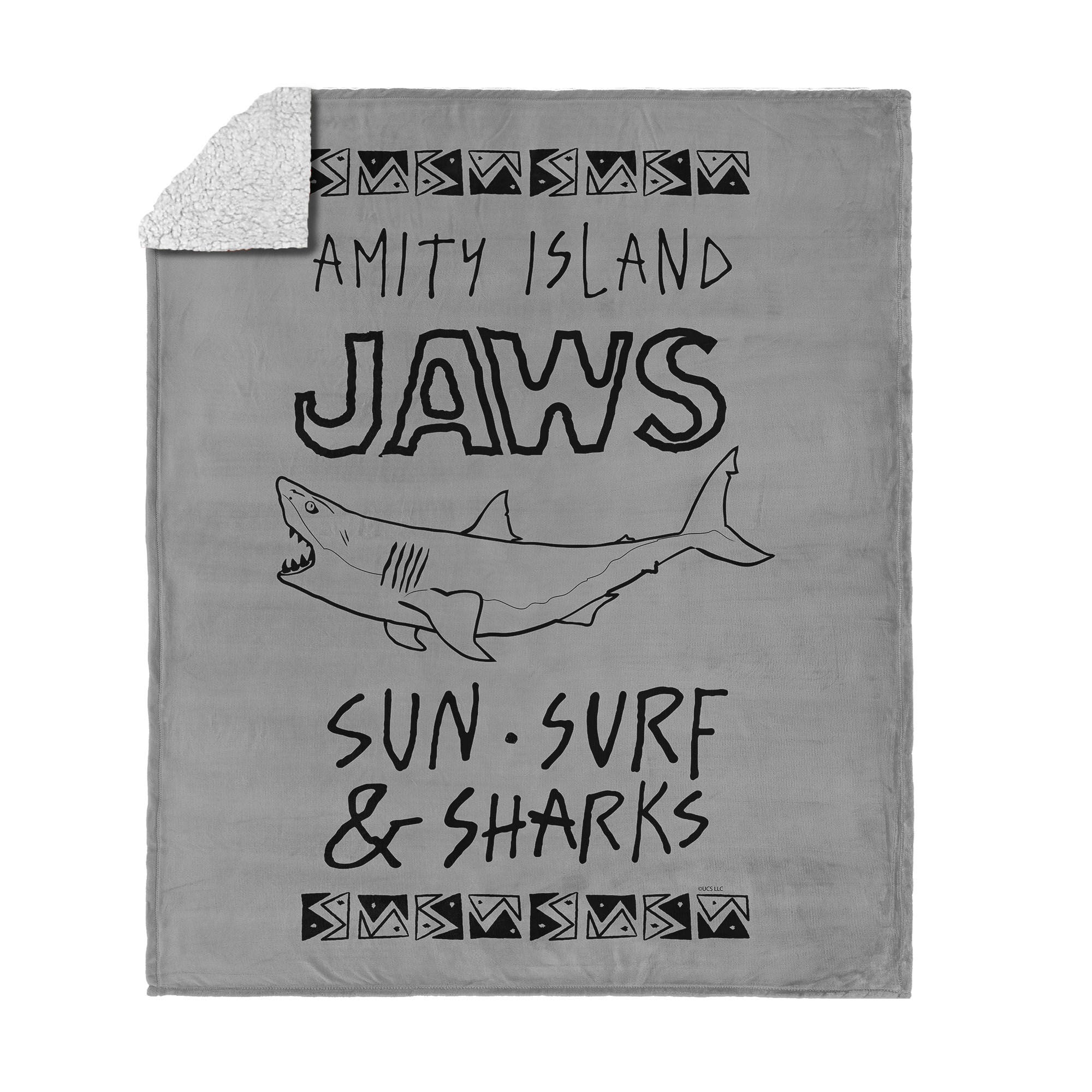 Jaws Amity Island Silk Touch Sherpa Throw Blanket 50x60 inches, ISLAND, hi-res image number 0