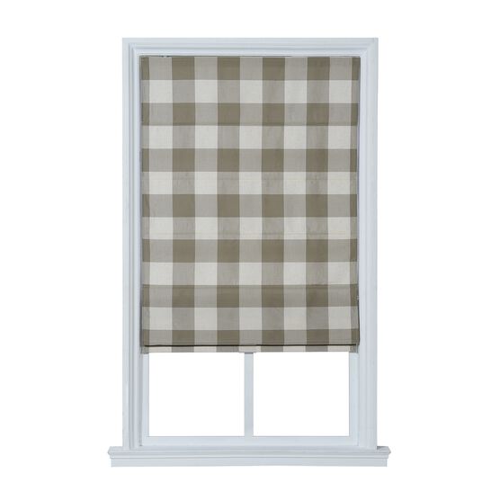 Cordless Plaid Flat Roman Shade, SAGE, hi-res image number null