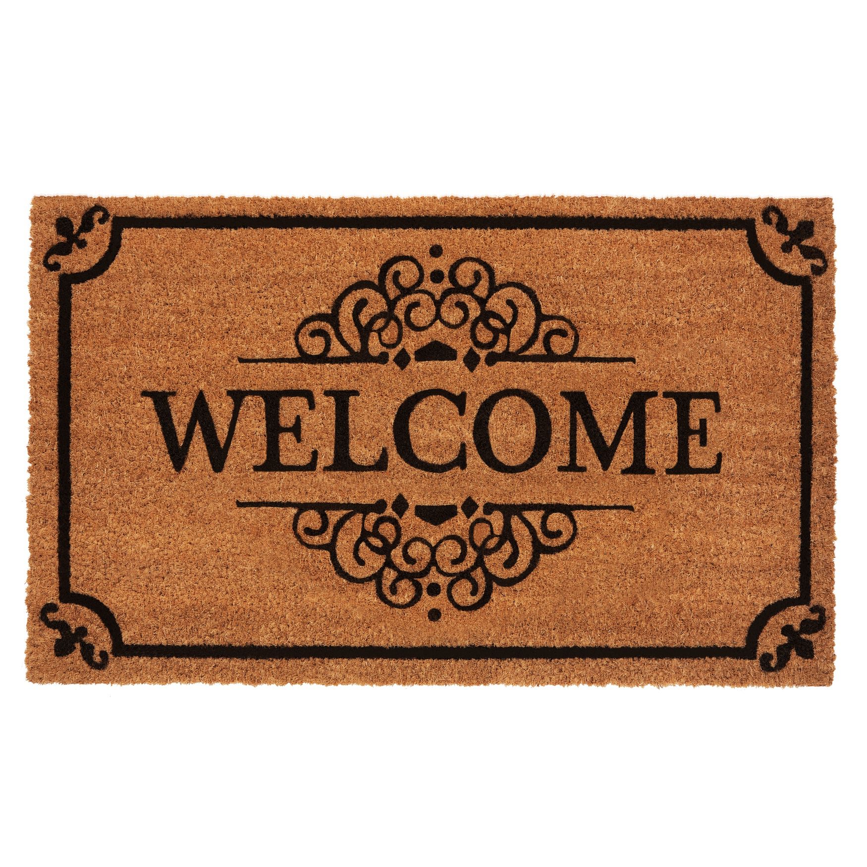 Printed Coir Door Mat 18 inches x 30 inches, BROWN BLACK, hi-res image number 0