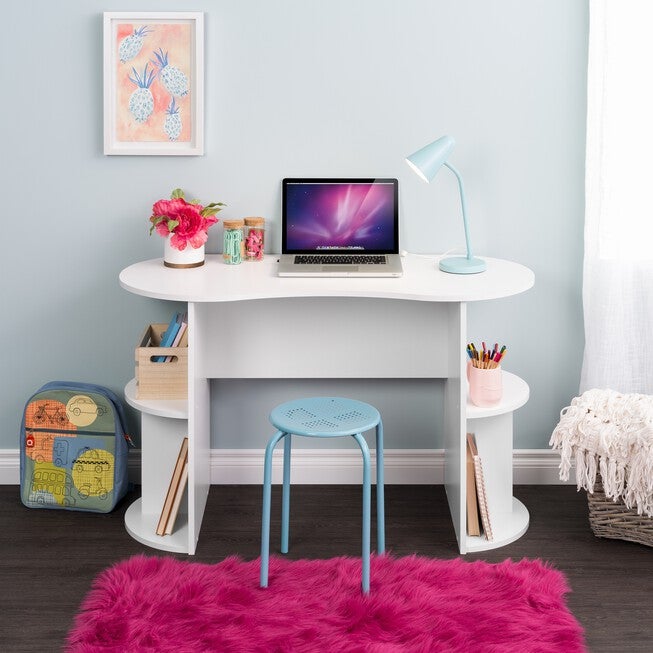 Kurv Compact Student Desk with Storage, White, , alternate image number null