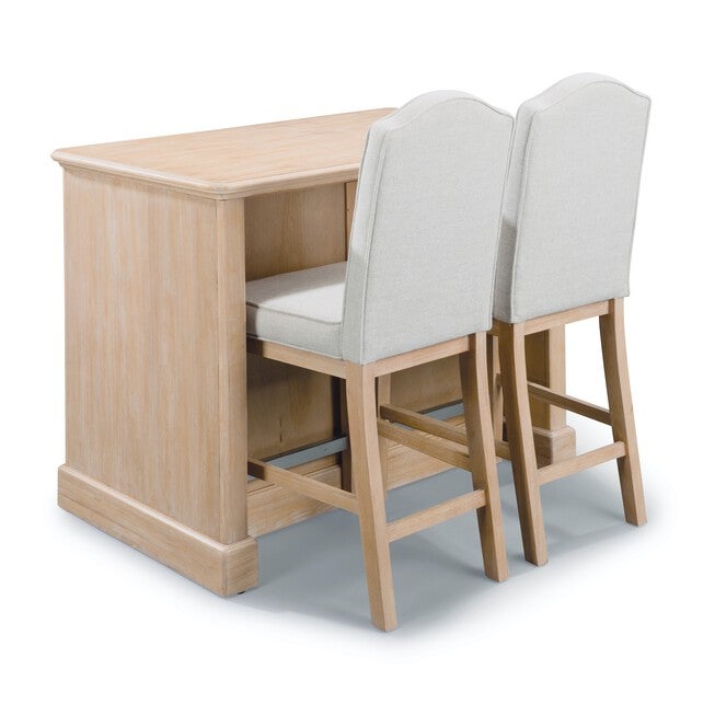 Cambridge White Kithcen Island And 2 Stools, WHITE, hi-res image number null