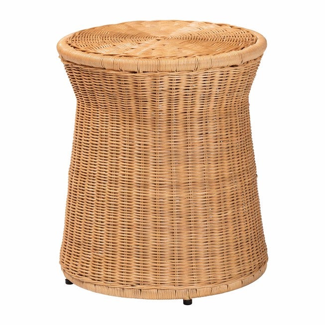 Caroline Round Natural Rattan End Table, LIGHT HONEY, alternate image number null