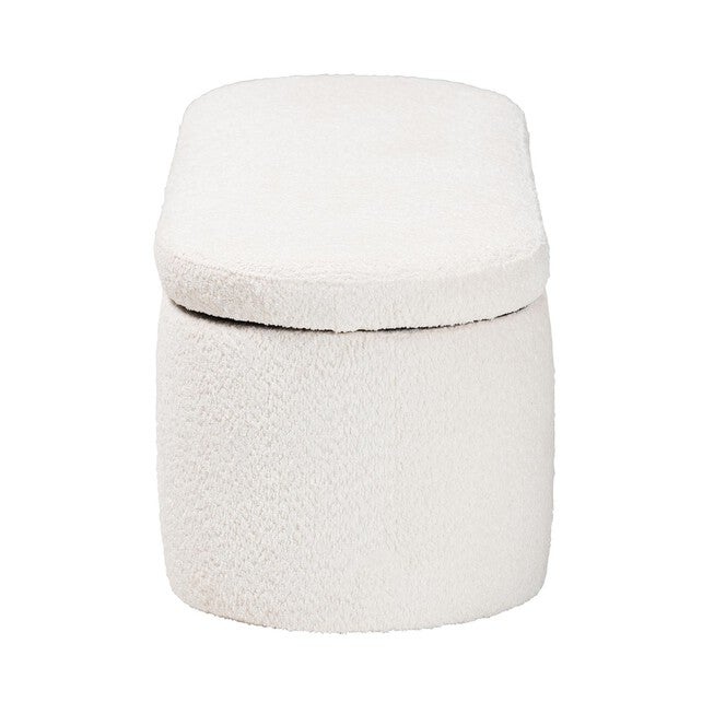 Lavina Modern White Teddy-Bear Fabric Storage Bench, , alternate image number 3
