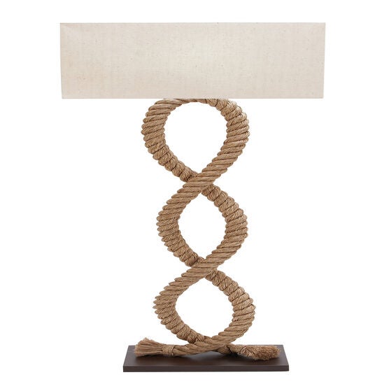 Brown Jute Rope And Iron Rustic Floor Lamp, BROWN, hi-res image number null