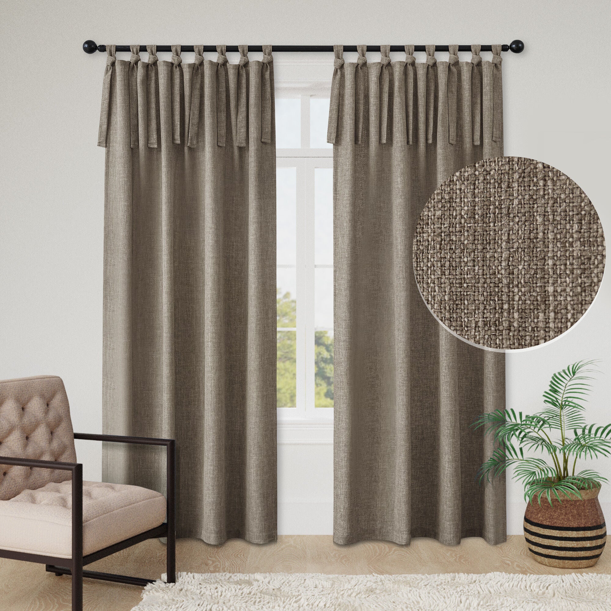 Knot Tie Top Light Filtering Panel Pair