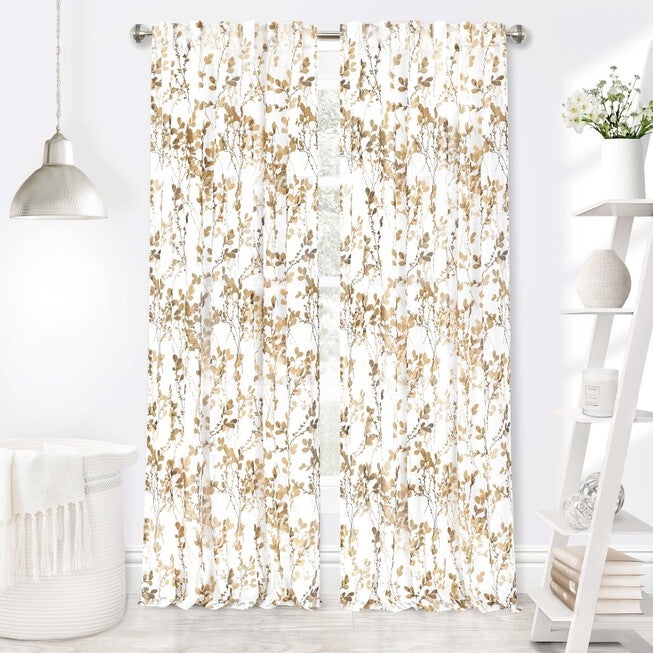 Misty Back Tab Window Curtain Panel, HAZELNUT, hi-res image number 0
