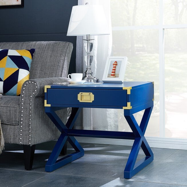 Campaign End Table, NAVY, hi-res image number null