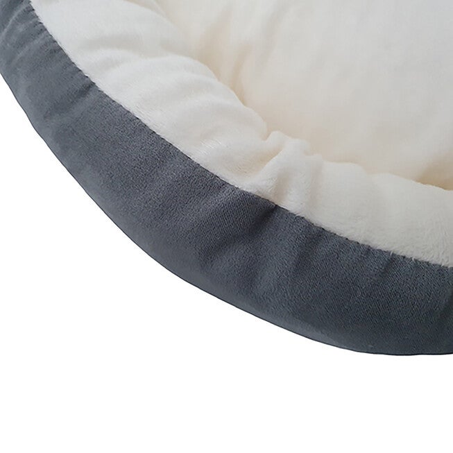 GREY poly-cotton cozy round cat bed , 18 inch, , alternate image number 2