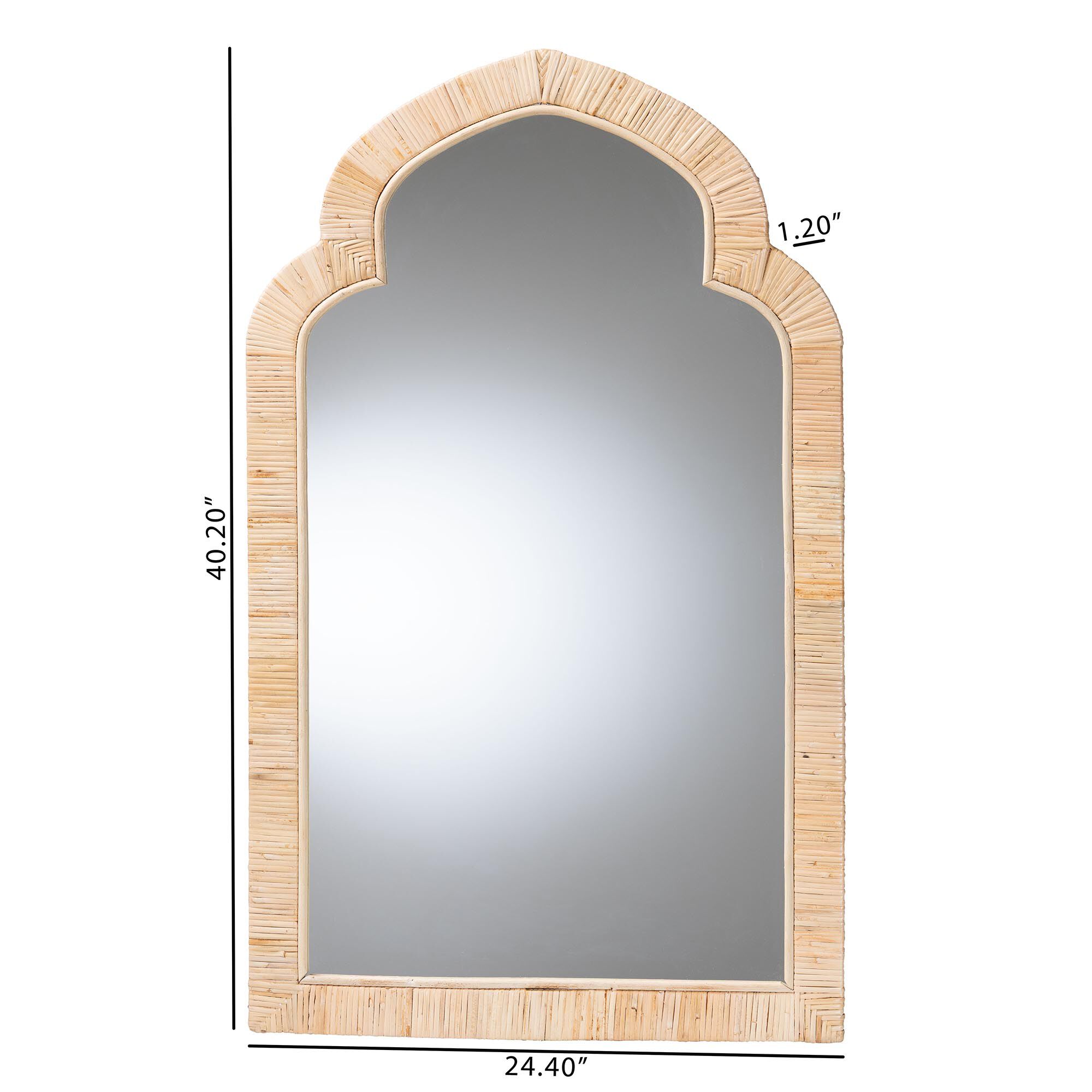Plautilla Natural Rattan Arched Wall Mirror, NATURAL, alternate image number 4