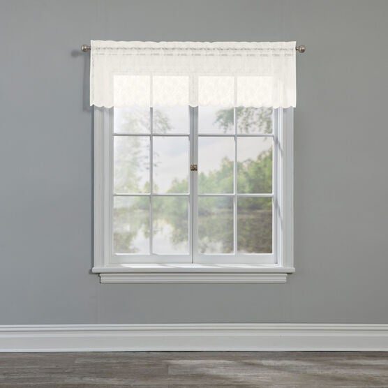 Scarlett Floral Lace Rod-Pocket Valance, IVORY