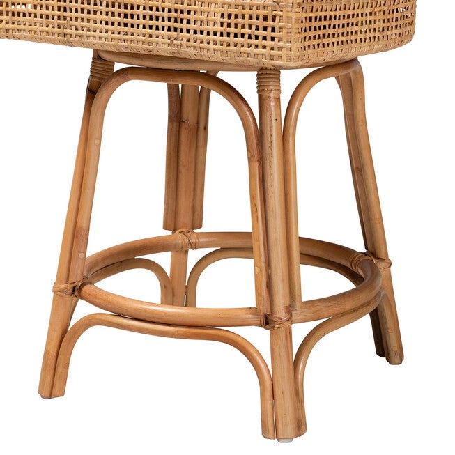 Bella Modern Bohemian Natural Brown Rattan Counter Stool, , alternate image number null