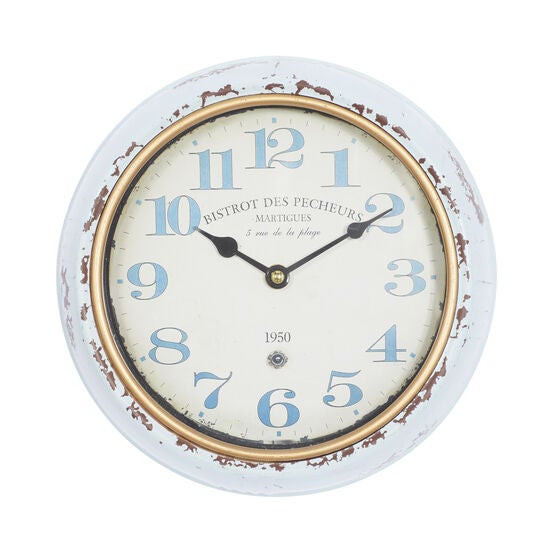 Set Of 2 White Metal Vintage Wall Clock, , alternate image number null