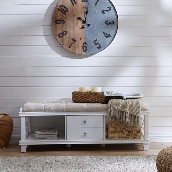 Wyndcliff White Upholstered Storage Bench, , on-hover image number null