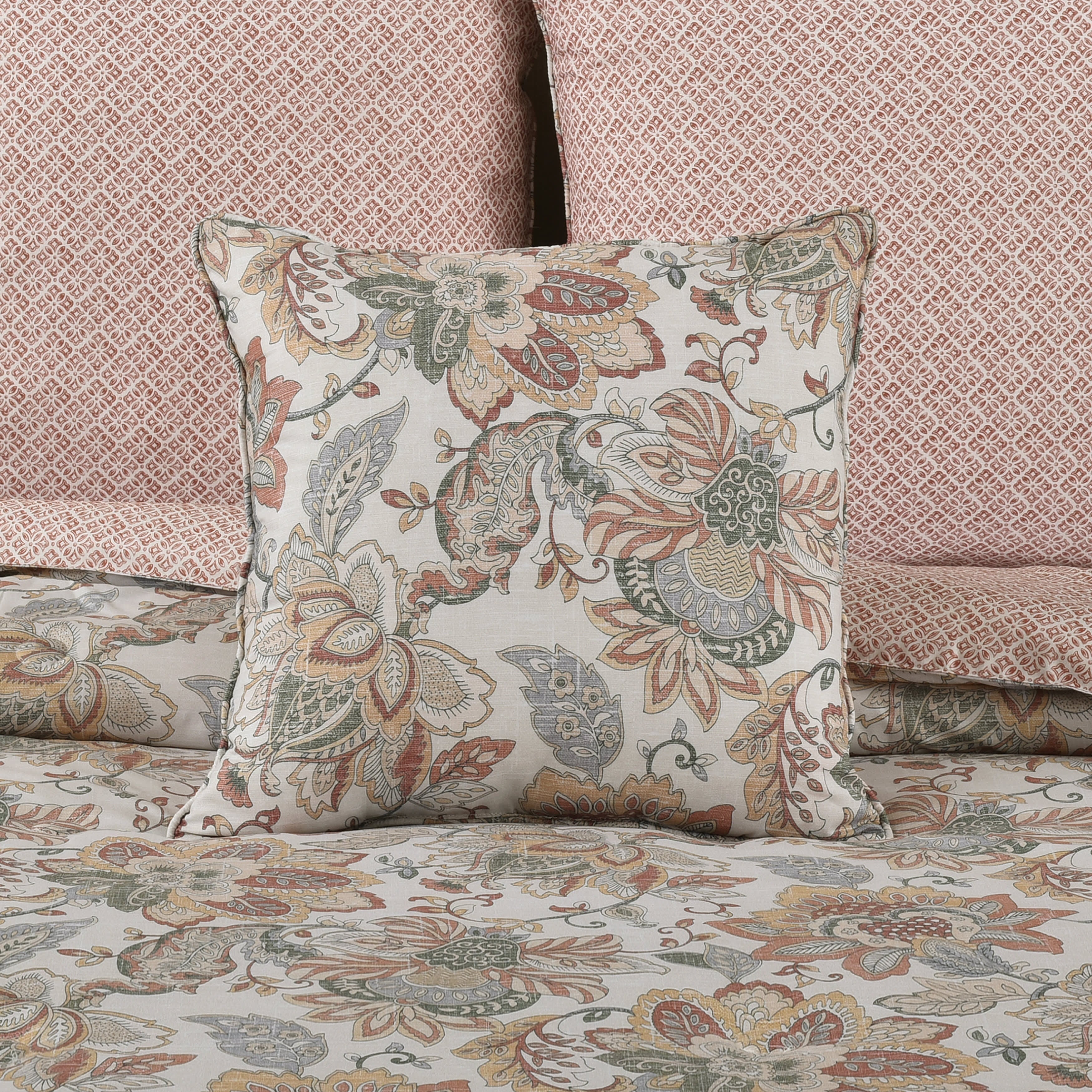 Janessa 16 Inch Square Decorative Throw Pillow, SPICE, alternate image number 1