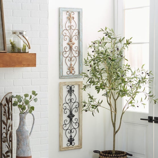Set Of 2 Multi Colored Wood Rustic Wall Décor, , alternate image number null