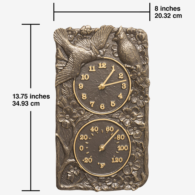Whitehall Cardinal Clock/Thermometer Combo - French Bronze
