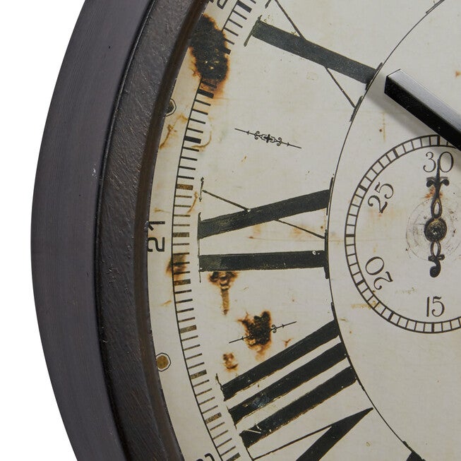 Brown Vintage Metal Wall Clock, , alternate image number 4