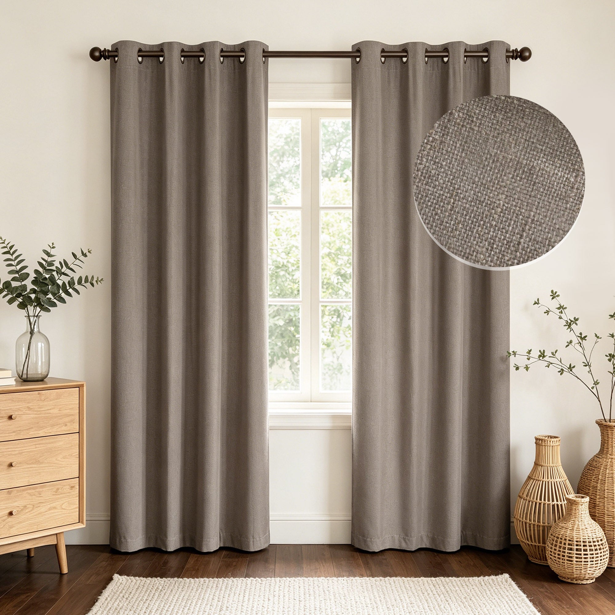 Linen Slub 100% Blackout Grommet Pair