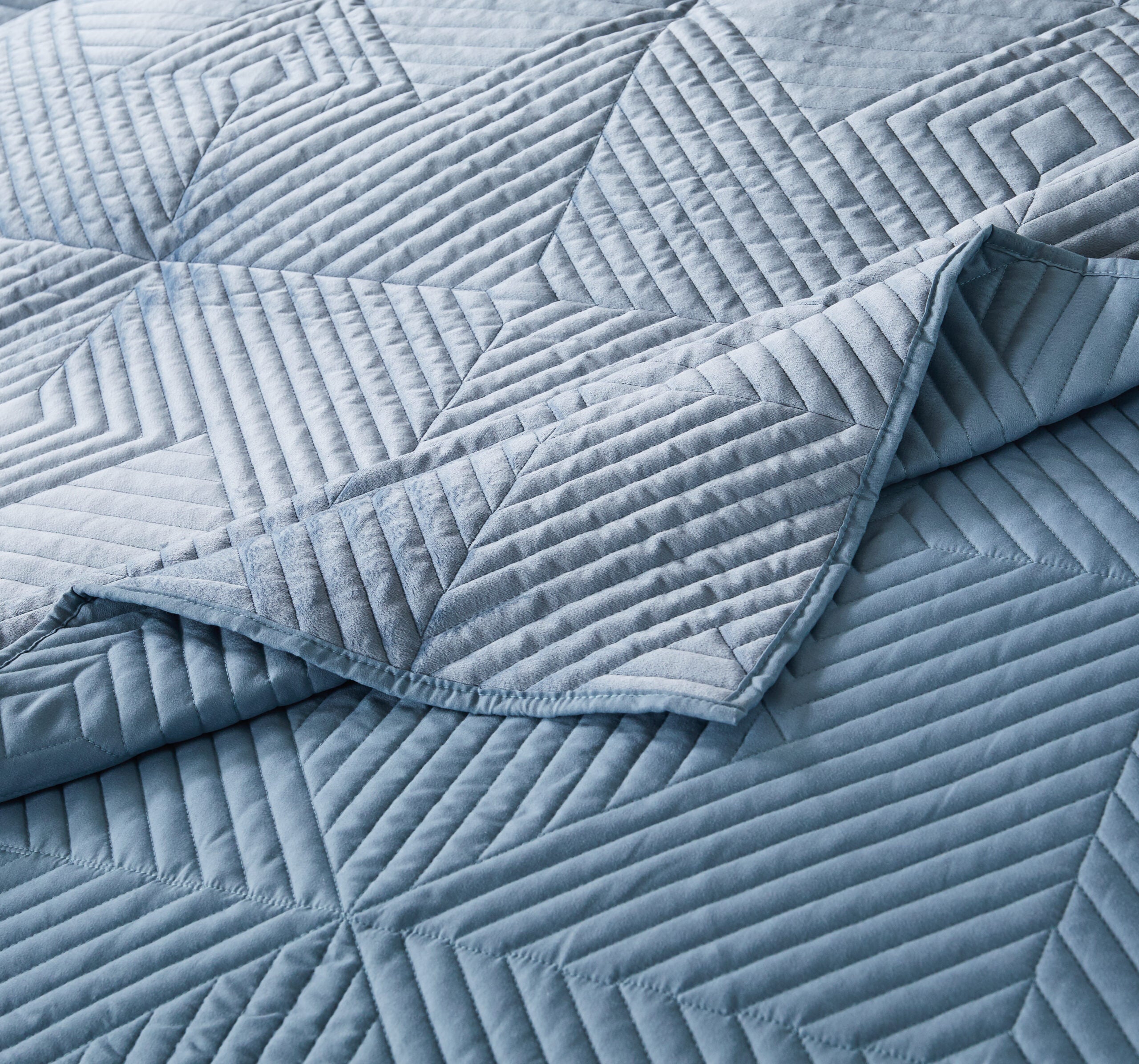 Riviera Velvet Finely Stitched Throw Blanket, Blue, SPA BLUE, alternate image number 3