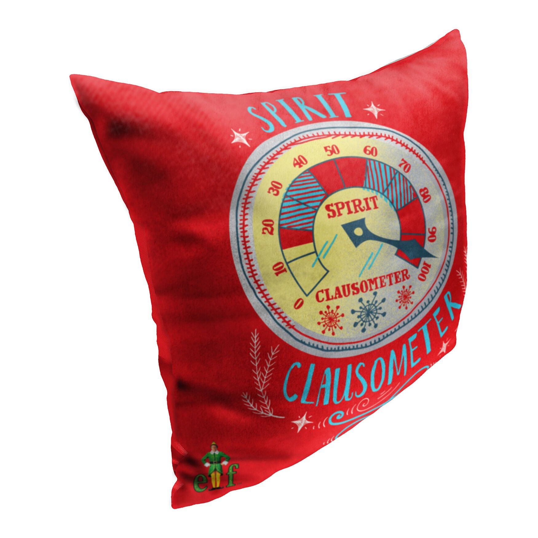 Wb Elf Spirit Clausometer Printed Throw Pillow, , on-hover image number 1