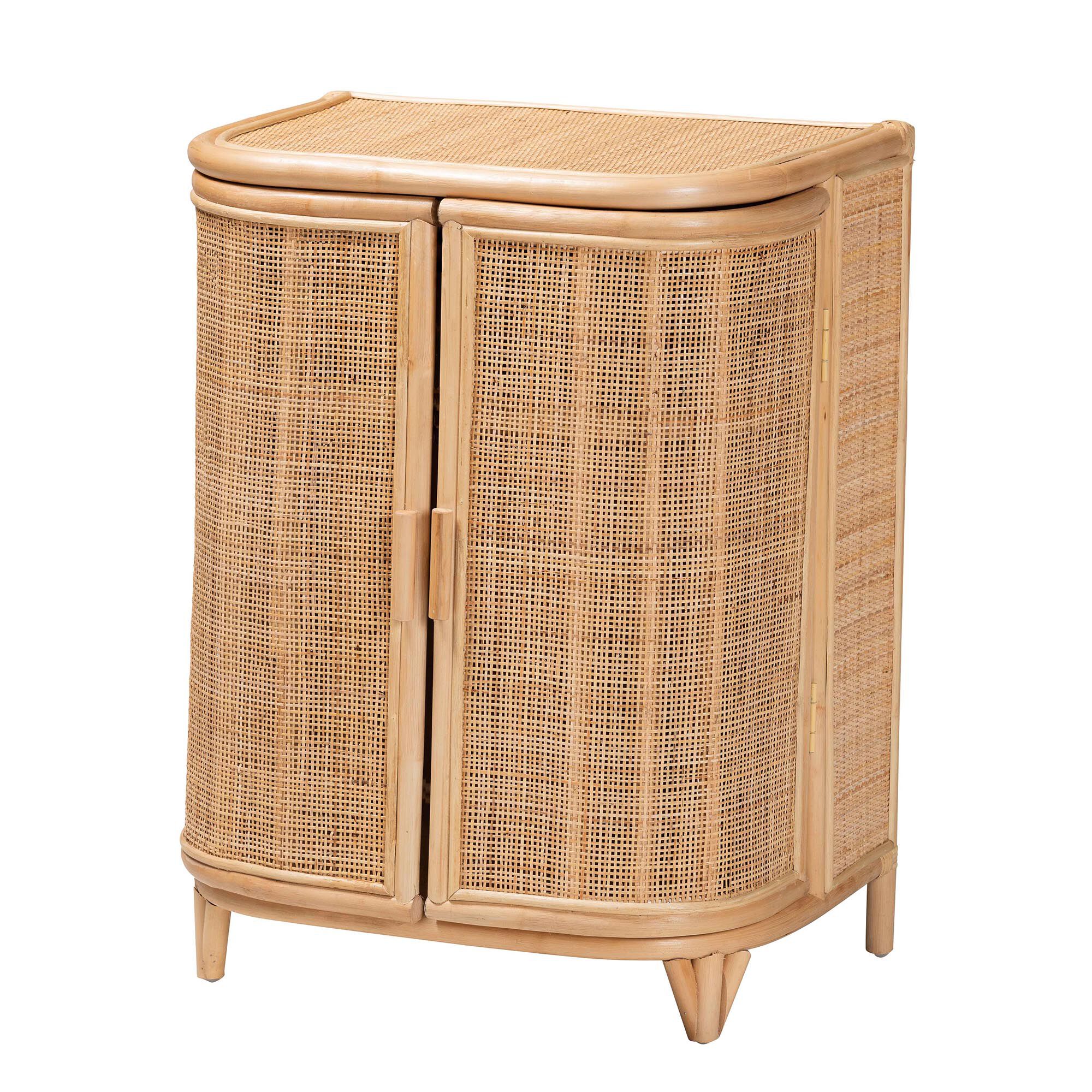 Yanka Bohemian Natural Rattan Storage Cabinet, NATURAL, alternate image number 2