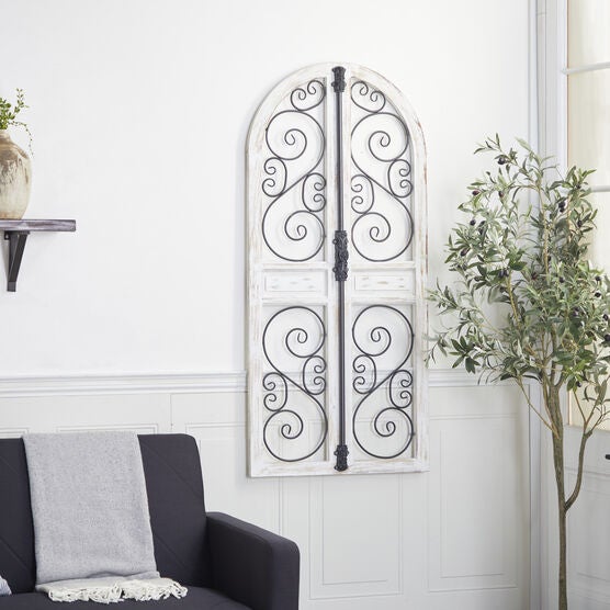 Grey Vintage Ornamental Wood Wall Décor, , alternate image number null