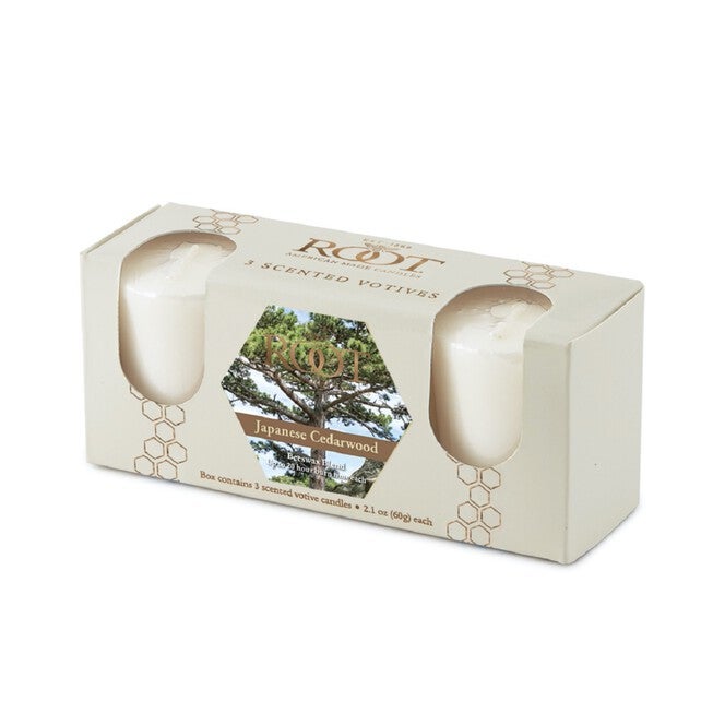 Japanese Cedarwood Scented Votive Candle, Set 3, NATURAL, hi-res image number null